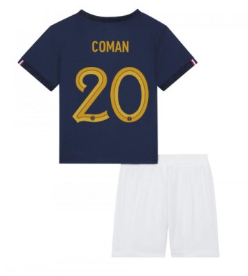 Lacne Dětský Futbalové dres Francúzsko Kingsley Coman #20 MS 2022 Krátky Rukáv - Domáci (+ trenírky)